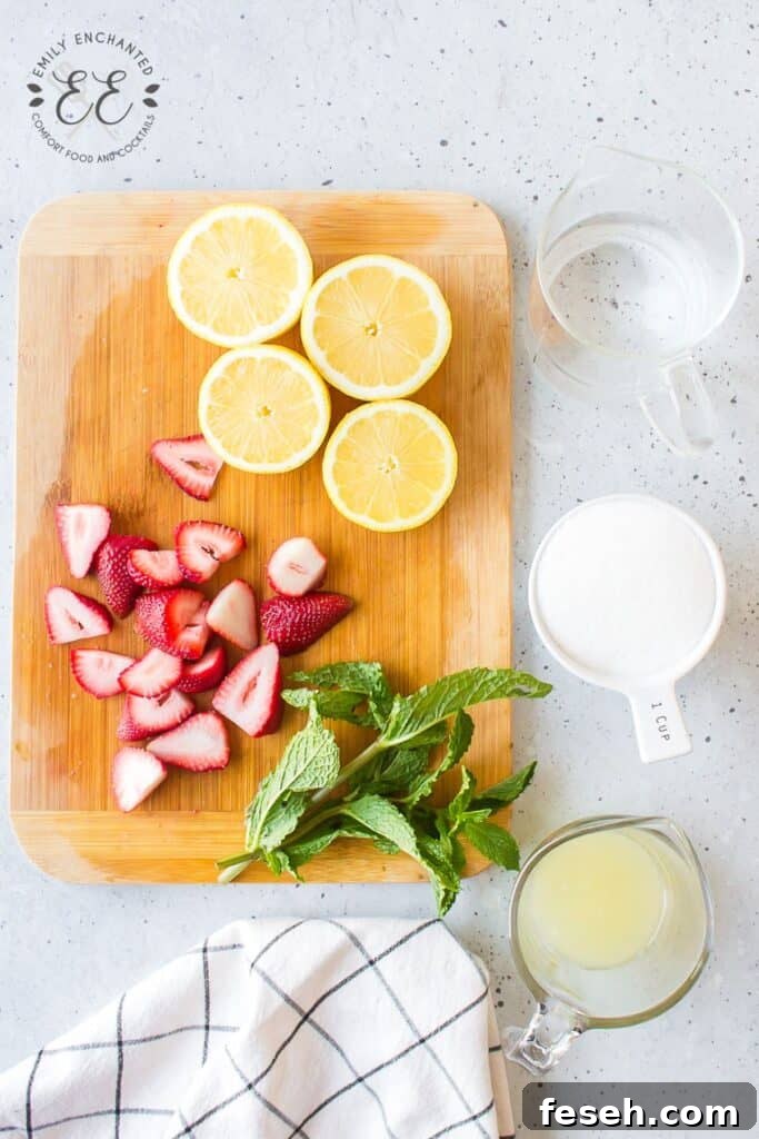 Homemade Mint Strawberry Lemonade 3 Mint Strawberry Lemonade Ingredients