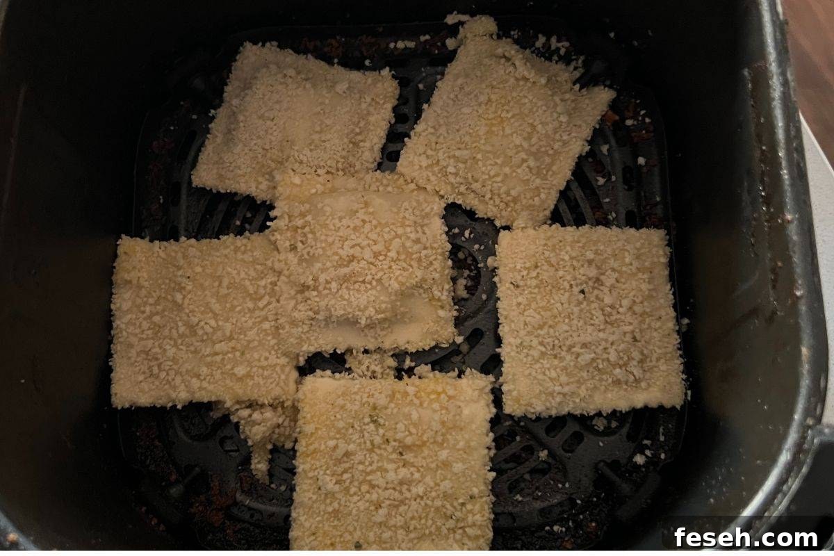 Crispy Toasted Ravioli in the Air Fryer 5 How to make air fryer ravioli step 3.