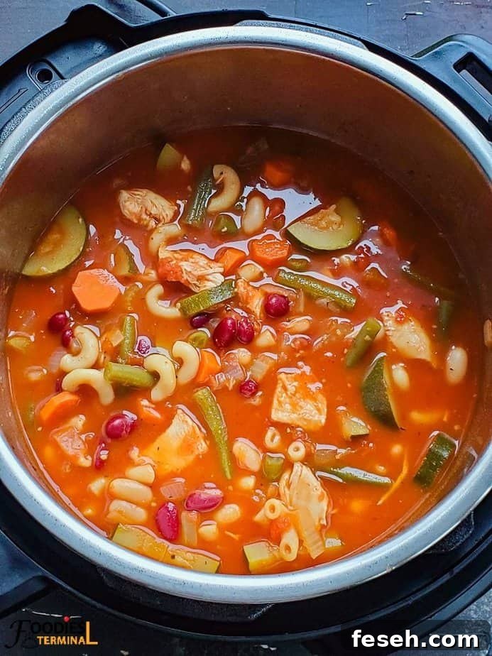 Hearty Chicken Minestrone Soup with Vegetables 4 hearty chicken minestrone soup in instant pot