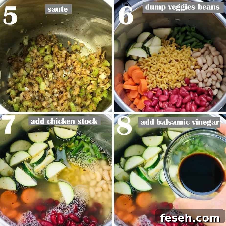 Hearty Chicken Minestrone Soup with Vegetables 6 dump ingredients in instant pot