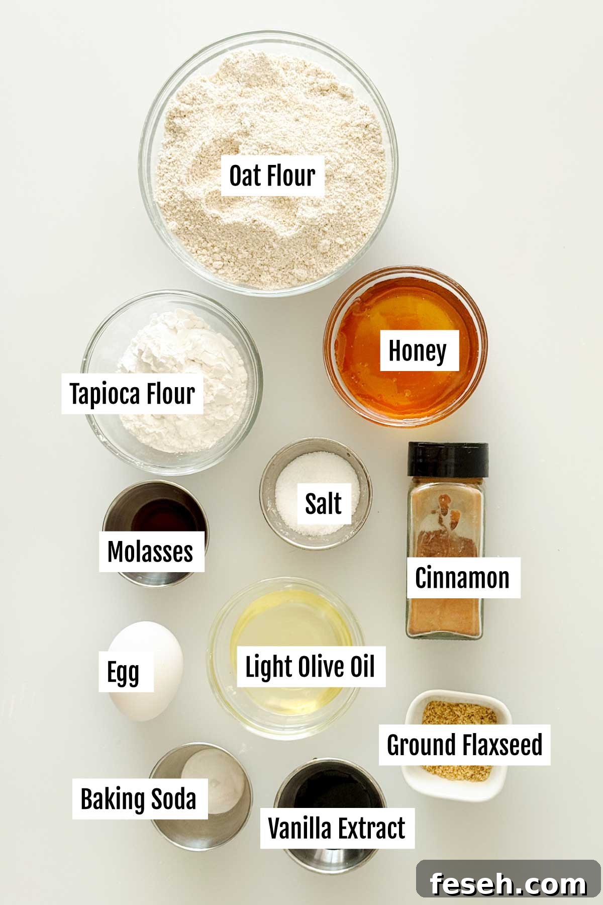 Homemade Gluten-Free Graham Crackers with Oat Flour 3 All the ingredients you need to make gluten-free graham crackers with oat flour and honey.