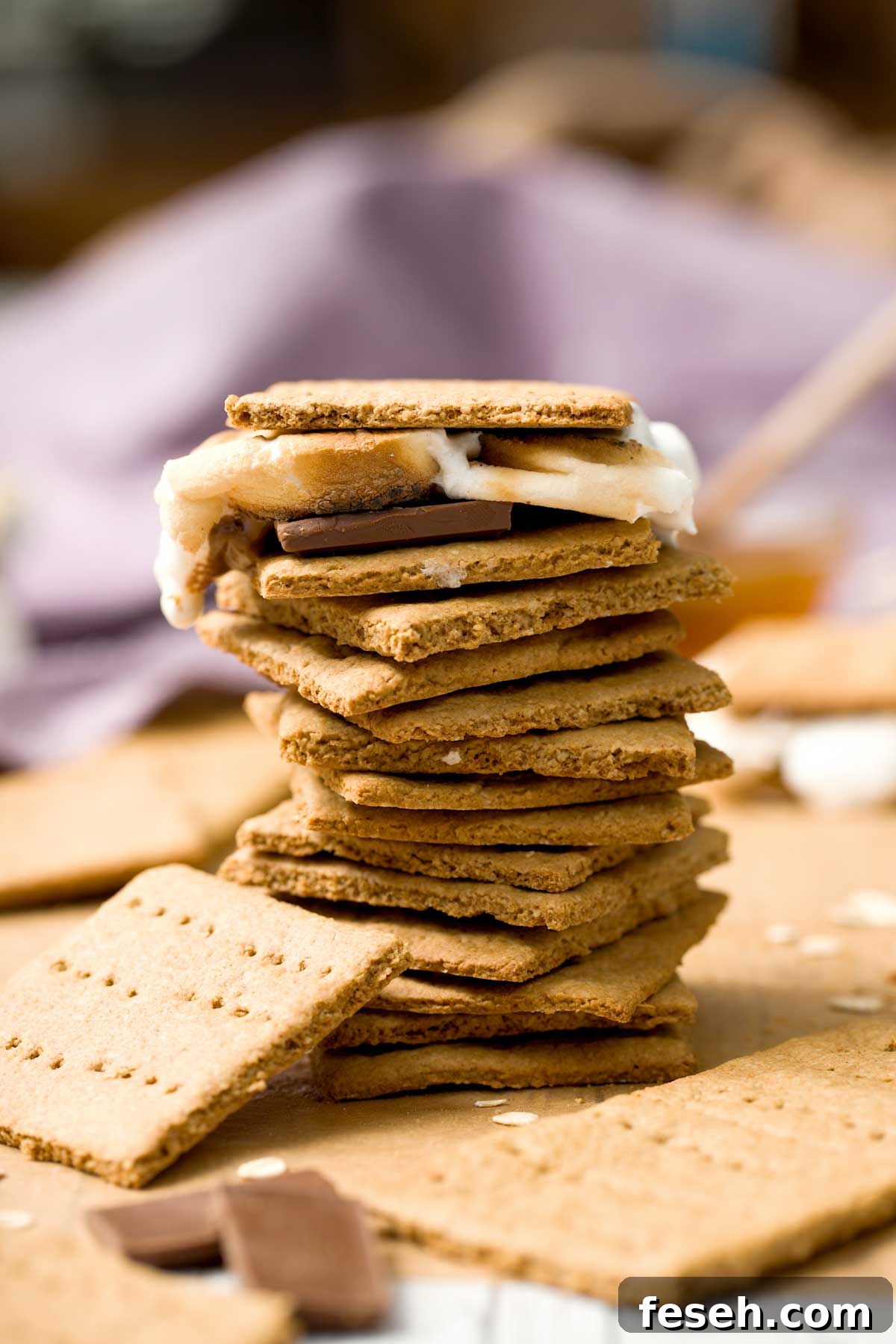 Homemade Gluten-Free Graham Crackers with Oat Flour 4 A stack of gluten-free graham crackers with oat flour and honey.