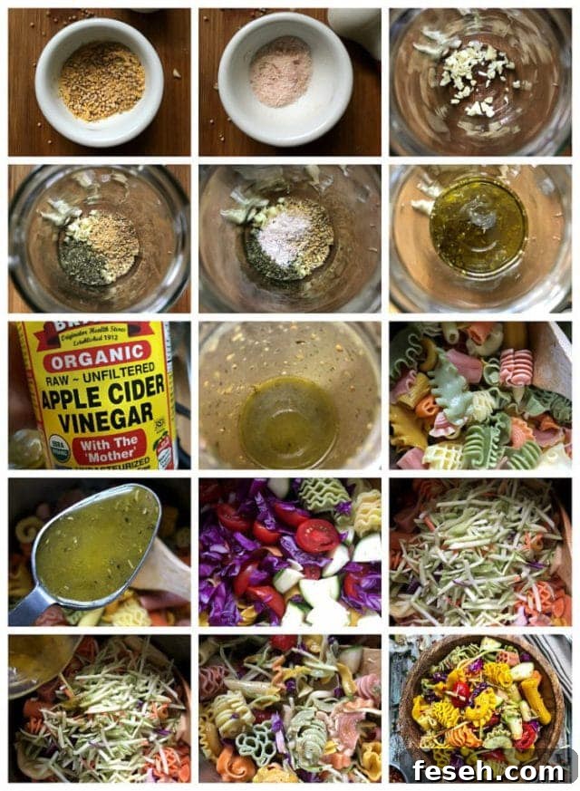 Vibrant Pasta Salad with Zesty Italian Dressing 5 Step by steo
