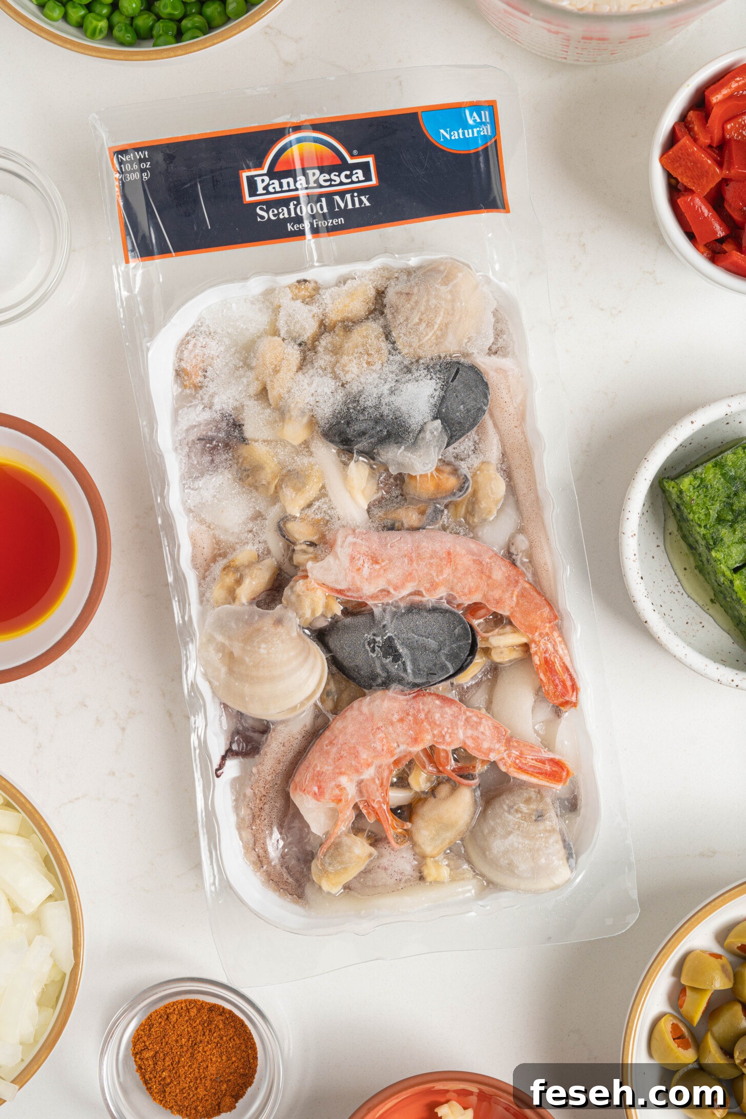 Puerto Rican Arroz con Mariscos Recipe - Authentic Seafood Rice 10 A package of blended frozen seafood.