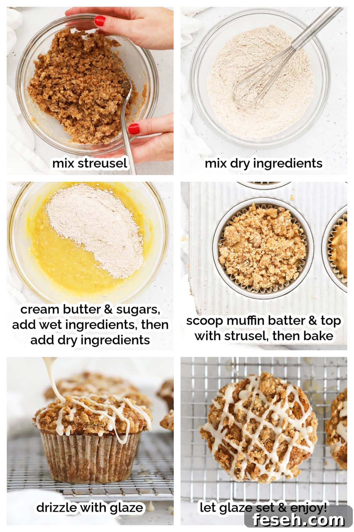 Gluten-Free Banana Crumb Muffins with Cinnamon Streusel 5 making gluten-free banana crumb muffins, step by step